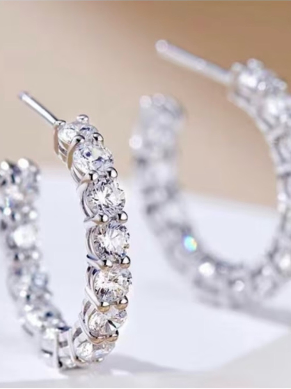 Hoop Earrings — Cubic Zirconia on Silver